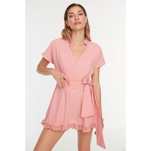 Trendyol sušené růžové krajkové detailní plážové šaty obraz