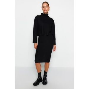 Trendyol černá sukně s normálním pasem Thessaloniki/pletený vzhled midi tužková sukně, pletená obraz