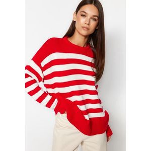 Trendyol červený pruhovaný pletený svetr obraz