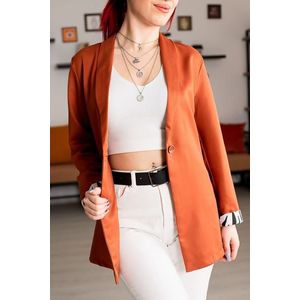 armonika Women's Tile Sleeve Leopard Patterned Single Button Jacket obraz