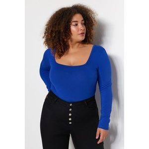 Trendyol Curve Blue Square Collar Body-Fitting Knitted Body obraz