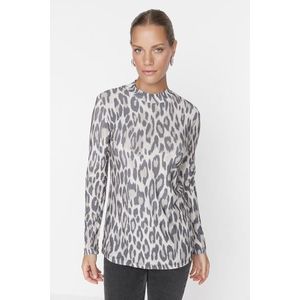 Trendyol Brown Leopard Print Knitted Body Tunic obraz