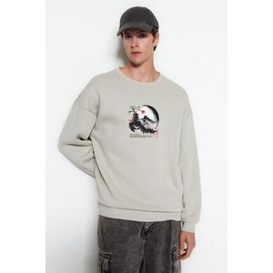 Trendyol Stone Men's Oversize/Wide-Fit Animal Printed Cotton Sweatshirt obraz