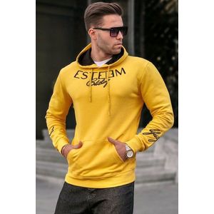 Madmext Men's Yellow Printed Hoodie Sweatshirt 4402 obraz