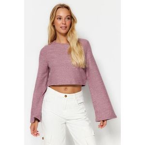 Trendyol Pink Crew Neck Spanish Sleeve Ribbed Flexible Crop Knitted Blouse obraz
