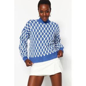 Trendyol Indigo Soft Textured Patterned Knitwear Sweater obraz