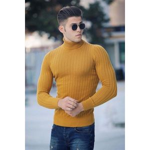 Madmext Men's Yellow Turtleneck Sweater 4352 obraz