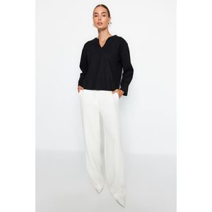 Trendyol Black Thessaloniki/Knitwear Look Pearl Detailed Relaxed/Comfortable Fit Knitted Blouse obraz