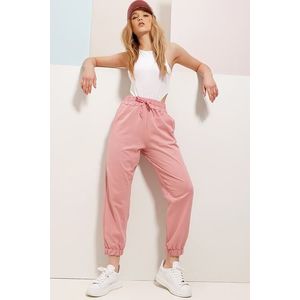 Trend Alaçatı Stili Women's Dry Rose Trousers With Elastic Two Threads obraz
