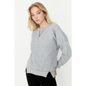 Trendyol Gray Stitching Detail Fleece Inner Sports Sweatshirt obraz