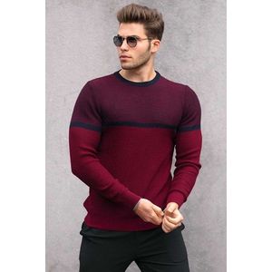 Madmext Claret Red Color Block Men's Sweater 4734 obraz