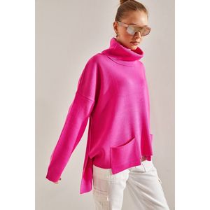 Bianco Lucci Women's Turtleneck Oversize Knitwear Sweater obraz