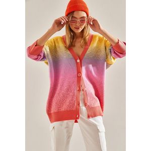 Bianco Lucci Women's Multicolor Oversize Knitwear Cardigan obraz