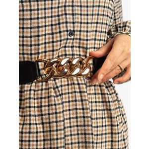 Shelvt Women's elastic belt with chain gold obraz