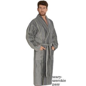Men's bathrobe De Lafense 803 M-2XL grey - wide belts 090 obraz