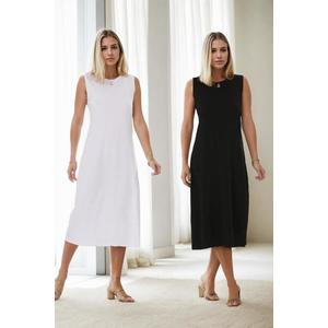E2145 Dewberry Set of Two Women Dresses-BLACK-WHITE obraz