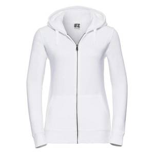 White women's sweatshirt with hood and zipper Authentic Russell obraz