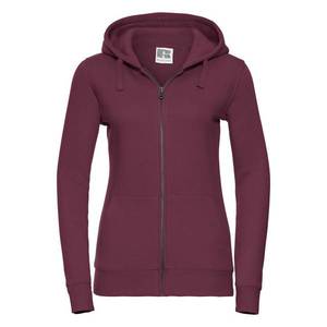 Burgundy women's sweatshirt with hood and zipper Authentic Russell obraz