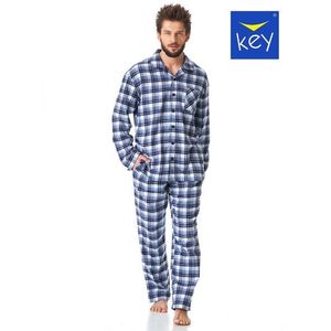 Pyjamas Key MNS 426 B23 L/R Flannel M-2XL Men's Zipper Grey-Checkered obraz