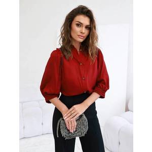 Burgundy shirt with ruffles on the sleeves Cocomore obraz