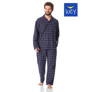 Pyjamas Key MNS 414 B23 L/R Flannel M-2XL men's zip-up navy blue obraz