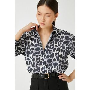Koton Women's Long Sleeve Leopard Patterned Shirt 3wak60053pw obraz