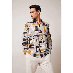 DEFACTO Regular Fit Polo Neck Patterned Textured Long Sleeve Shirt obraz