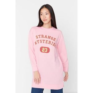 Trendyol Light Pink Printed Knitted Sweatshirt obraz