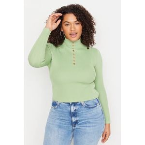 Trendyol Curve Green Stand Up Collar Knitwear Blouse obraz