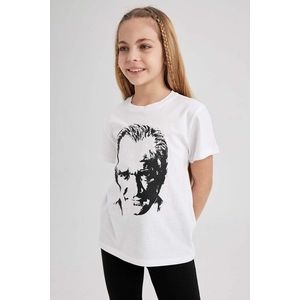 DEFACTO Girls Atatürk Printed Short Sleeve T-Shirt obraz
