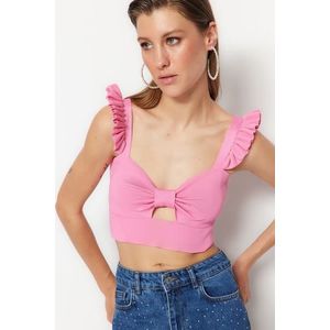 Trendyol Pink Crop Knitwear Window/Cut Out Detailed Bustier obraz