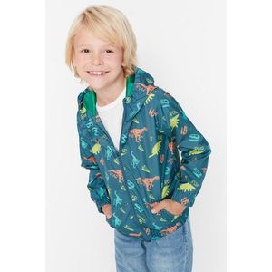 Trendyol Olejový chlapec mikina s kapucí s kapsou dinosauří vzorovaný pláštěnka obraz
