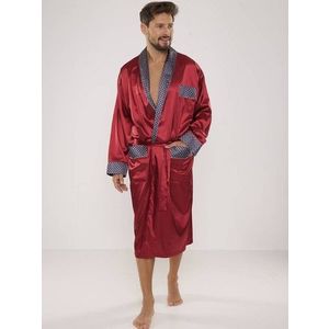 Men's bathrobe De Lafense 940 Satin M-4XL burgundy 069 obraz