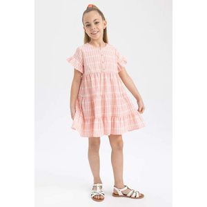 DEFACTO šaty pro holčičky s krátkým rukávem a volánky v kostkovaném vzoru obraz