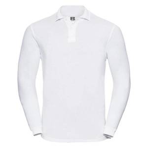 White Russell Long Sleeve Polo Shirt obraz
