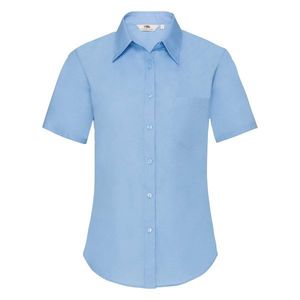 Blue Poplin Shirt With Short Sleeves Fruit Of The Loom obraz