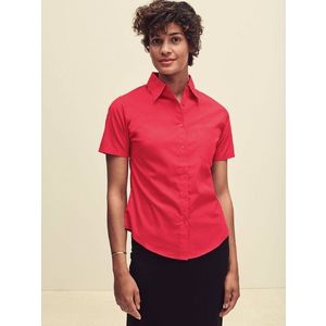 Red Poplin Shirt With Short Sleeves Fruit Of The Loom obraz