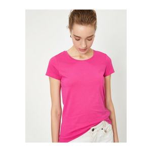 Koton Women's Pink Standard Fit Crew Neck Basic T-Shirt obraz