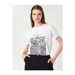 Koton Leopard Print T-Shirt Short Sleeved Crew Neck obraz