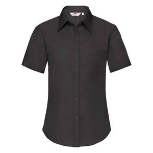 Black Poplin Shirt With Short Sleeves Fruit Of The Loom obraz