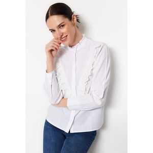 Trendyol White Lace Cotton Woven Shirt obraz