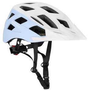 Spokey POINTER Cyklistická prilba s LED blikačkou, 58-61 cm, bielo-modrá obraz