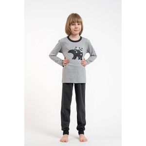 Chlapecké pyžamo Morten, dlouhý rukáv, dlouhé kalhoty - melange/tmavá melanž obraz