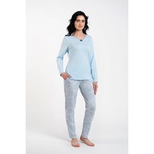 Dámské pyžamo Salli, dlouhý rukáv, dlouhé kalhoty - modrá/duk modrá obraz