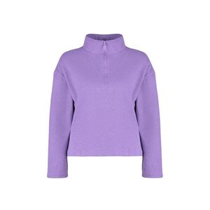 Trendyol Curve Purple Stand Collar Zippered Thessaloniki Thin Knitted Sweatshirt obraz