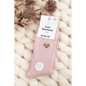 Dámské silné ponožky s medvídkem, růžové obraz