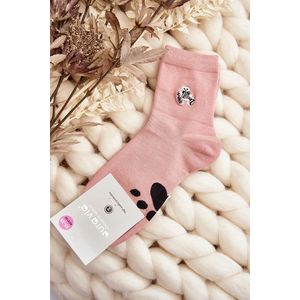 Dámské bavlněné ponožky s růžovou nášivkou medvídka obraz