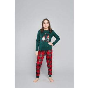 Santa pyžamo pro dívky, dlouhý rukáv, dlouhé nohavice - zelená/potisk obraz