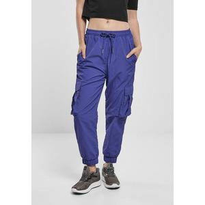 Dámské vlnité nylonové cargo kalhoty s vysokým pasem modrofialové obraz