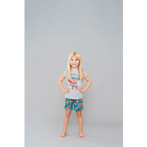 Dívčí pyžamo Oceania, krátký rukáv, krátké kalhoty - světlá melanž/potisk obraz